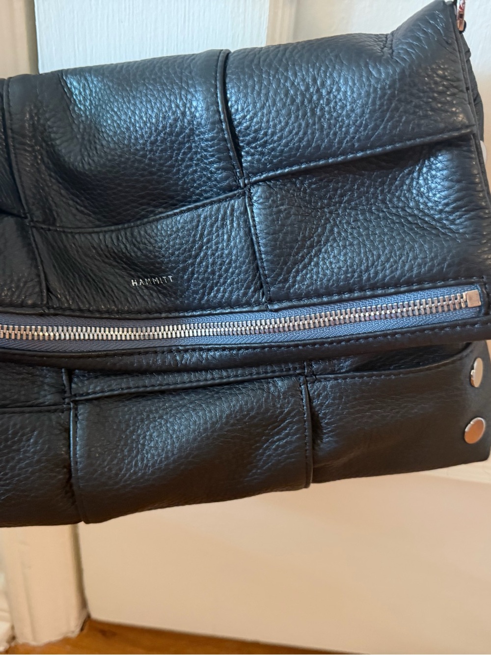 Hammitt Black Quilted Leather VIP TONY Bag Large Black Weave/Silver! - Picture 6 of 8